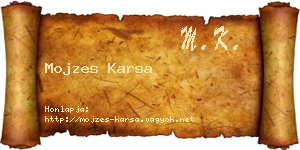 Mojzes Karsa névjegykártya